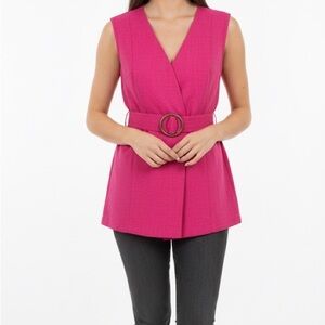 Cable & Gauge Studio Raspberry Rose/Pink Vest with belt - NWT